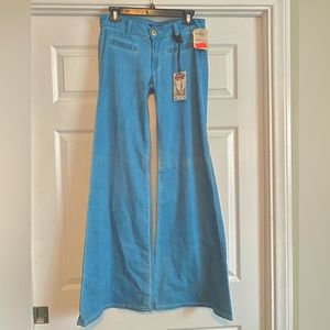 NWT Hudson Super Wide Leg Flare Y2K Flap Pocket Low Rise Denim Jeans, deadstock